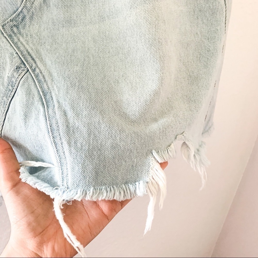 Free People Skirt Going Rogue Denim Distressed Asymmetrical Tidal Wave 25 26 NWT - Picture 3 of 13
